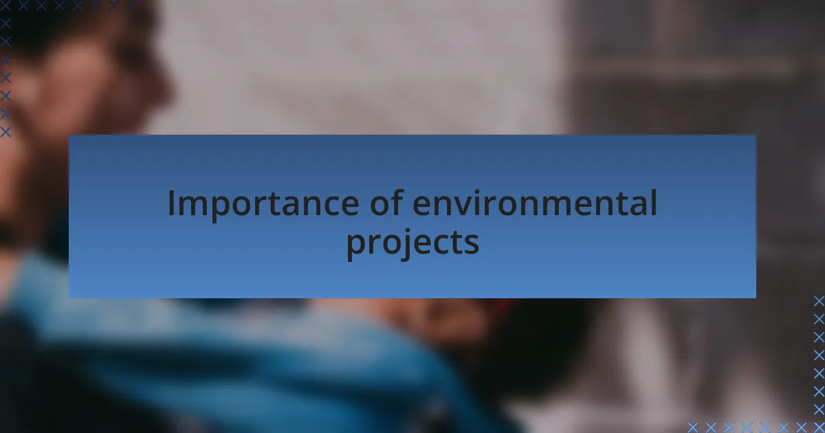 Importance of environmental projects
