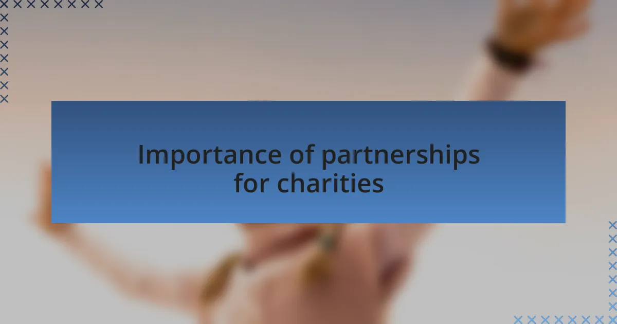 Importance of partnerships for charities