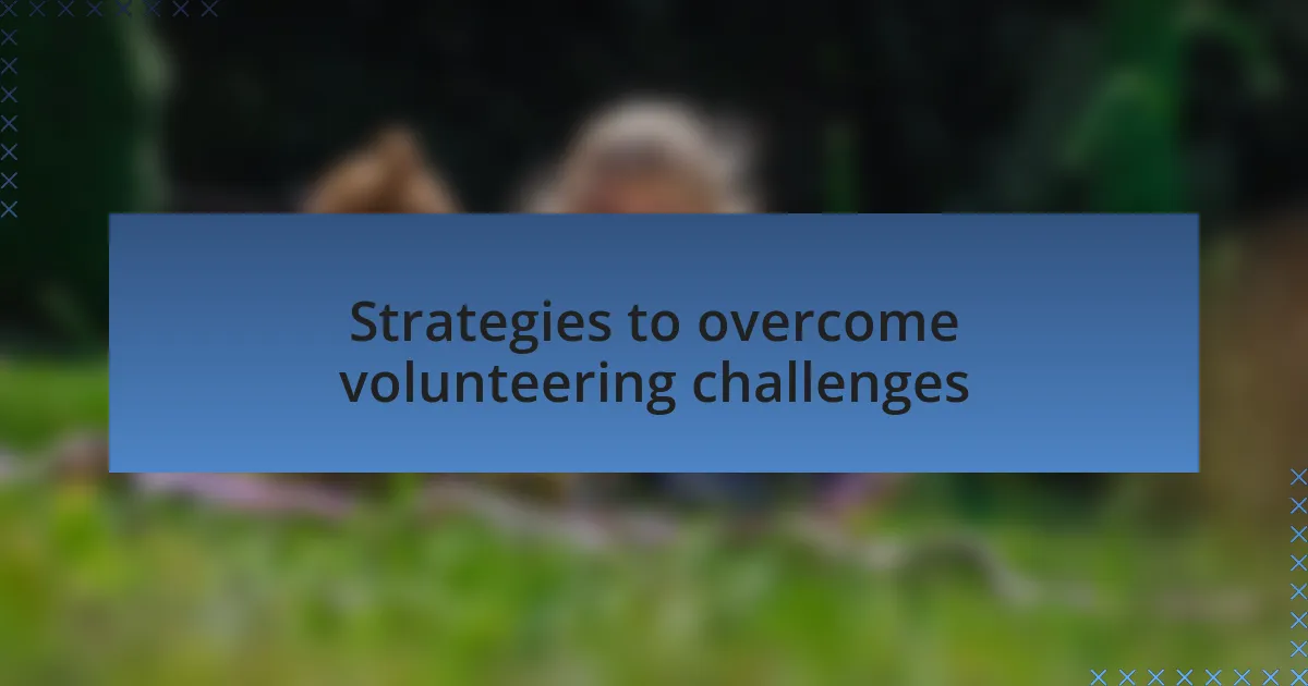 Strategies to overcome volunteering challenges