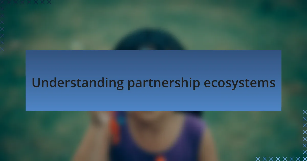 Understanding partnership ecosystems